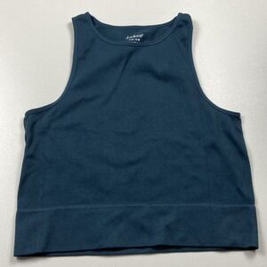 J.o & Co Cropped Tank Top Size S-M Dk Teal Stretch Minimalist Athlesiure Lounge